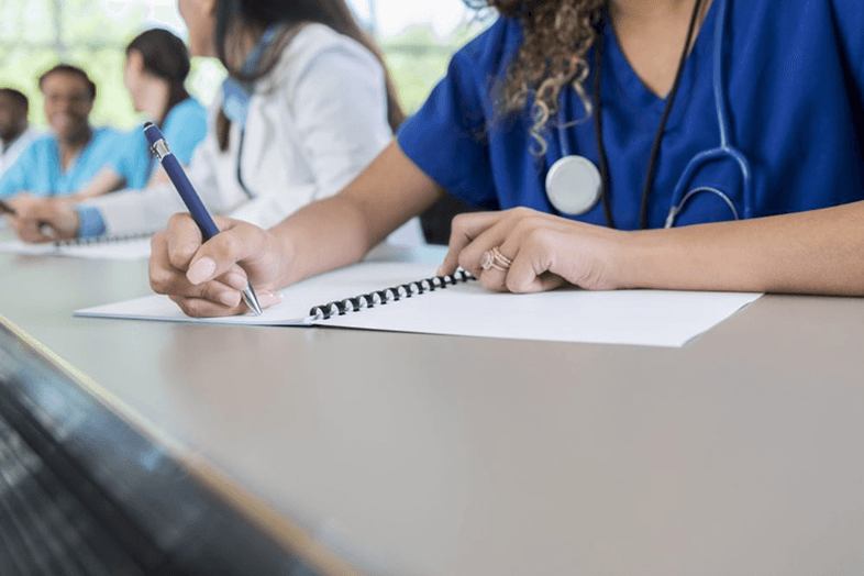 Nursing student receiving academic support